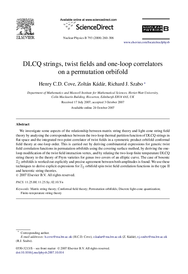 DLCQ strings, twist fields and one-loop correlators on a permutation orbifold