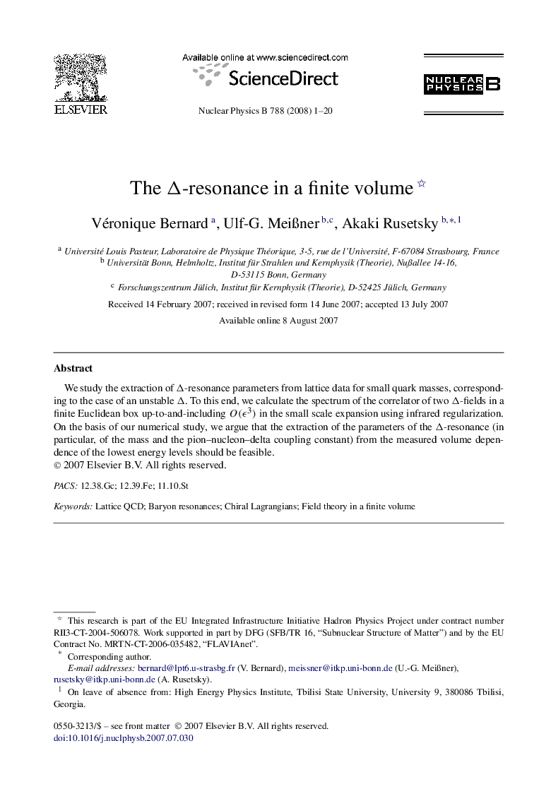 The Δ-resonance in a finite volume 