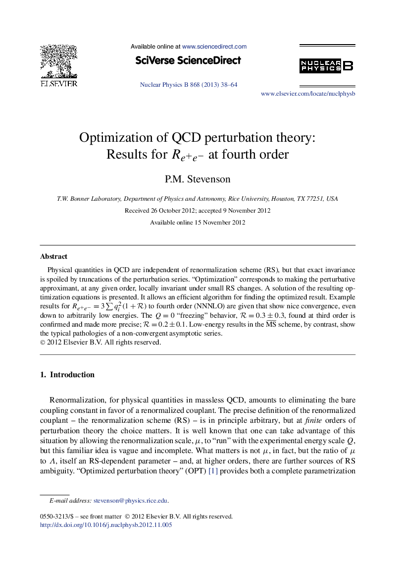 Optimization of QCD perturbation theory: Results for Re+eâ at fourth order