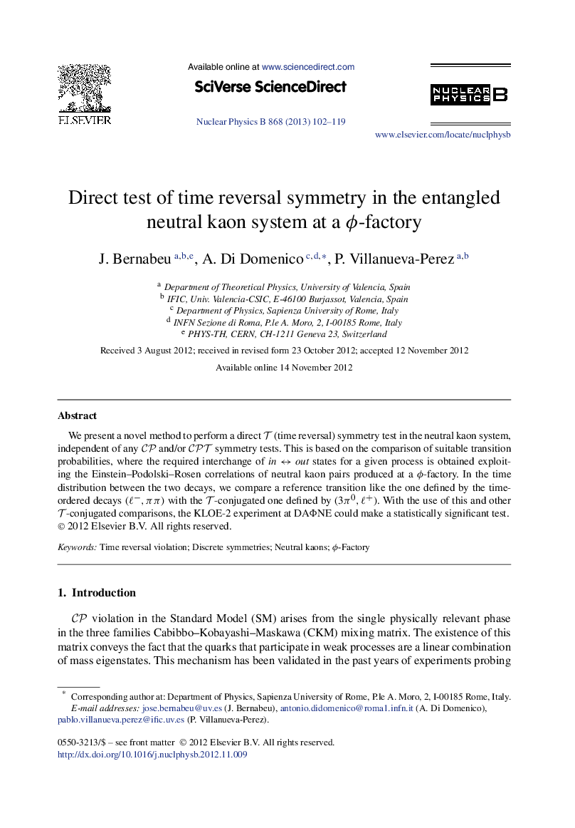 Direct test of time reversal symmetry in the entangled neutral kaon system at a ϕ-factory