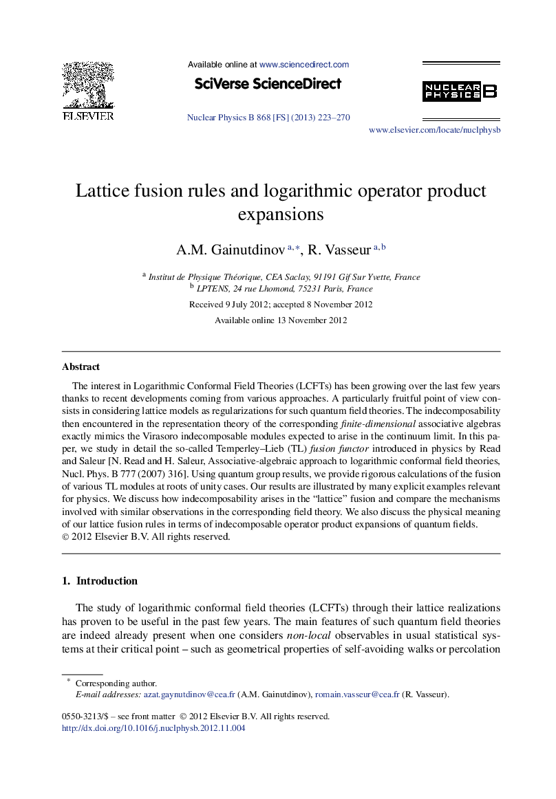 Lattice fusion rules and logarithmic operator product expansions