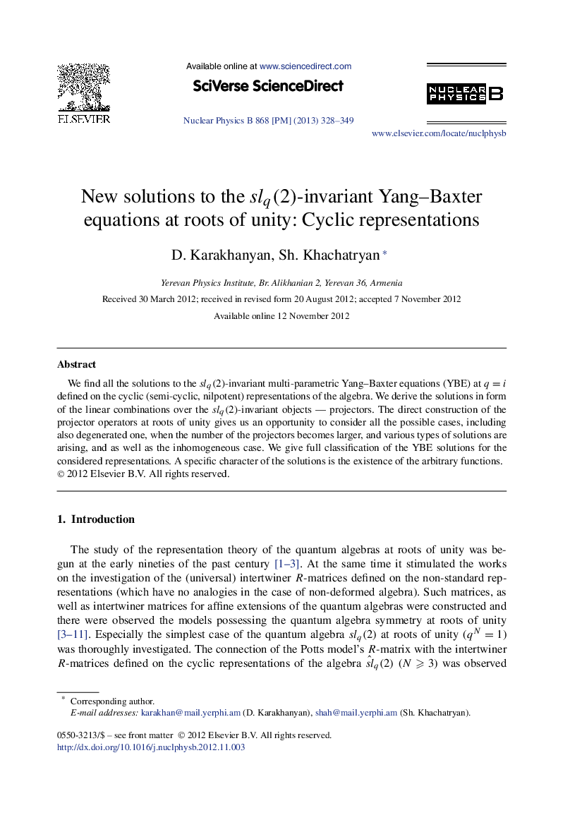 New solutions to the slq(2)-invariant Yang-Baxter equations at roots of unity: Cyclic representations