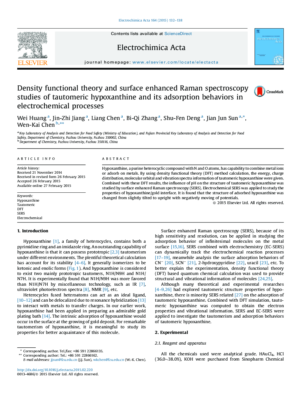 Density functional theory and surface enhanced Raman spectroscopy studies of tautomeric hypoxanthine and its adsorption behaviors in electrochemical processes