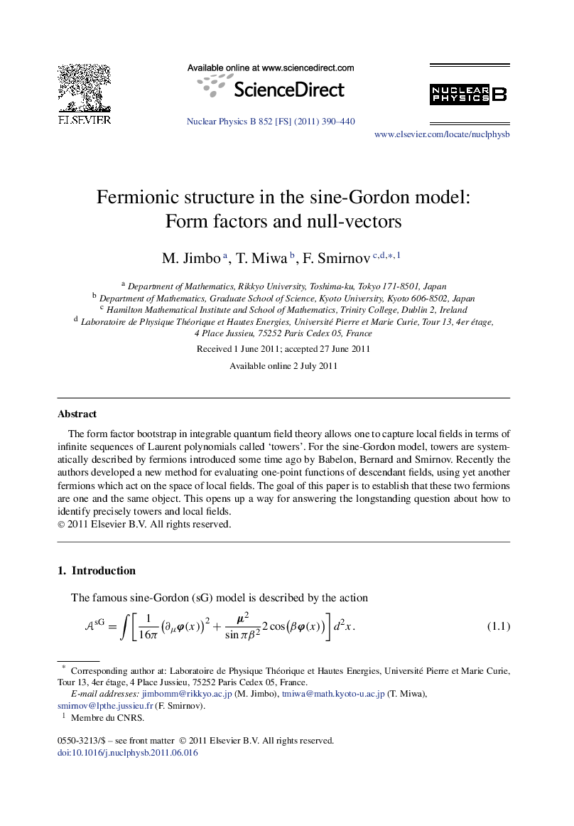 Fermionic structure in the sine-Gordon model: Form factors and null-vectors