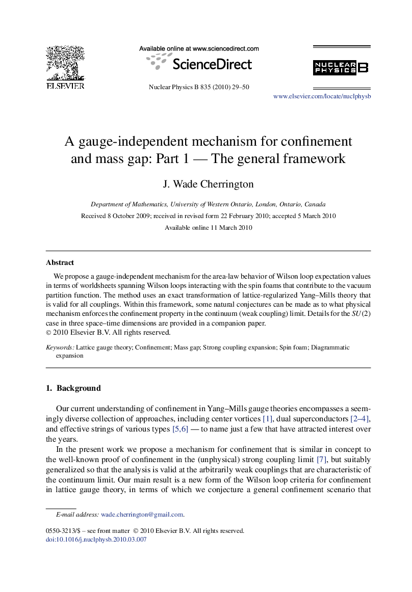 A gauge-independent mechanism for confinement and mass gap: Part 1 - The general framework