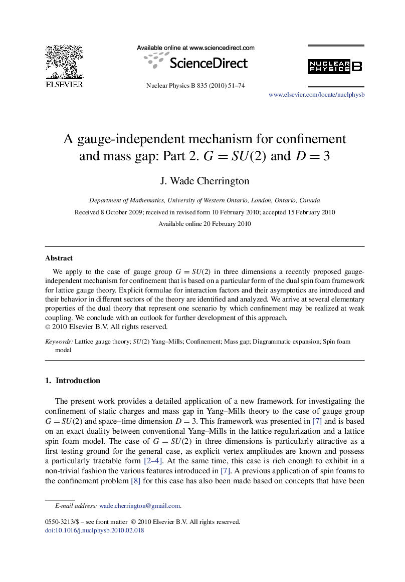 A gauge-independent mechanism for confinement and mass gap: Part 2. G=SU(2) and D=3