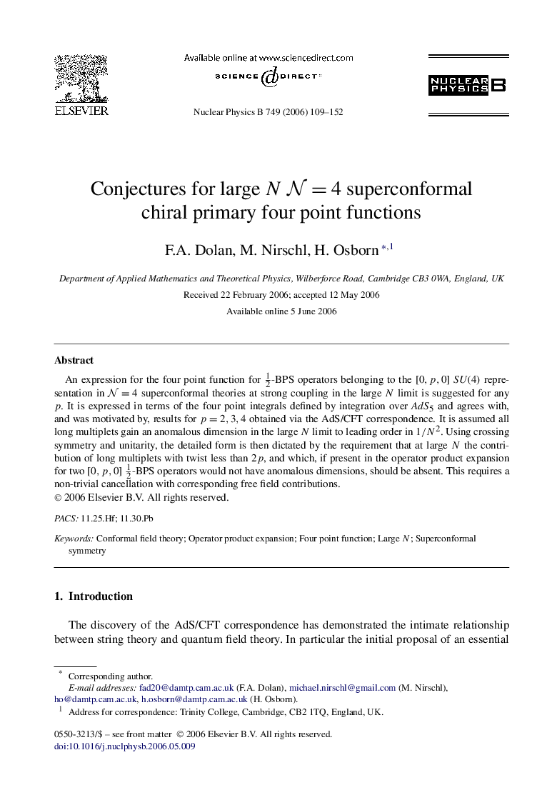 Conjectures for large N  N=4N=4 superconformal chiral primary four point functions