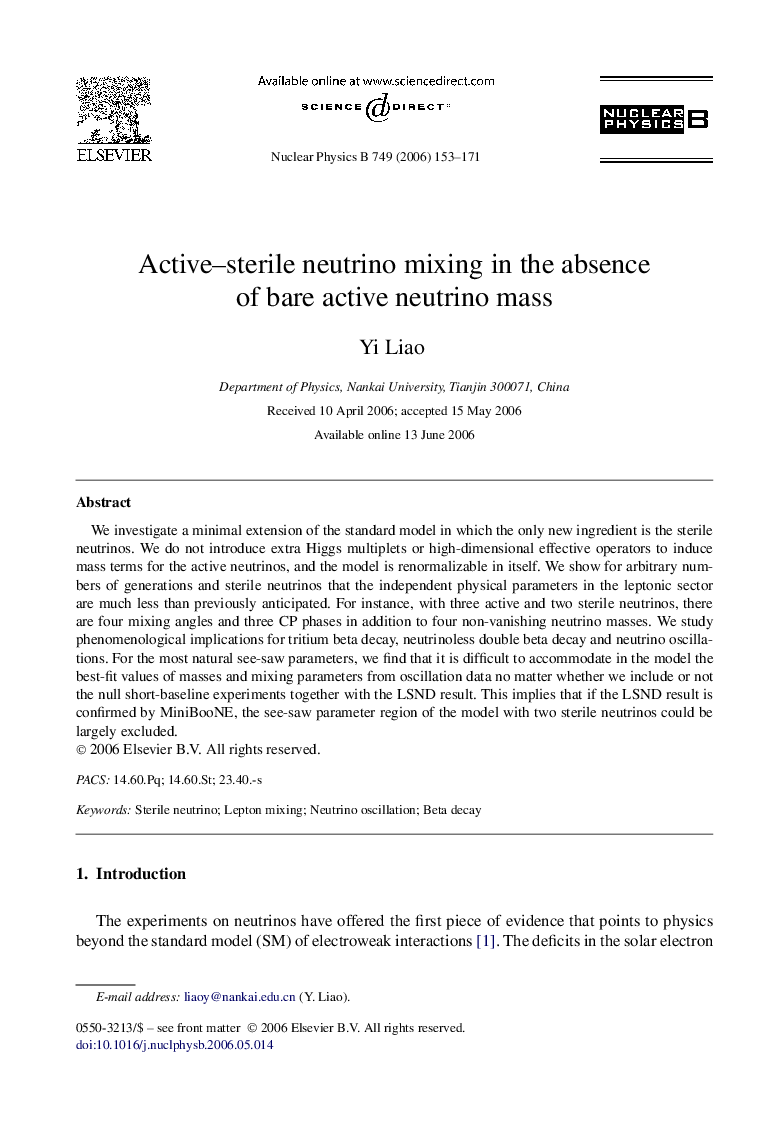 Active-sterile neutrino mixing in the absence of bare active neutrino mass