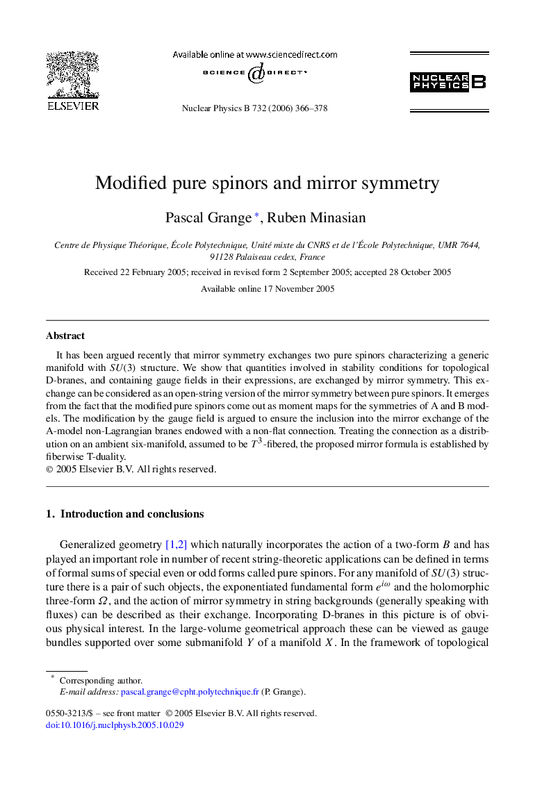 Modified pure spinors and mirror symmetry