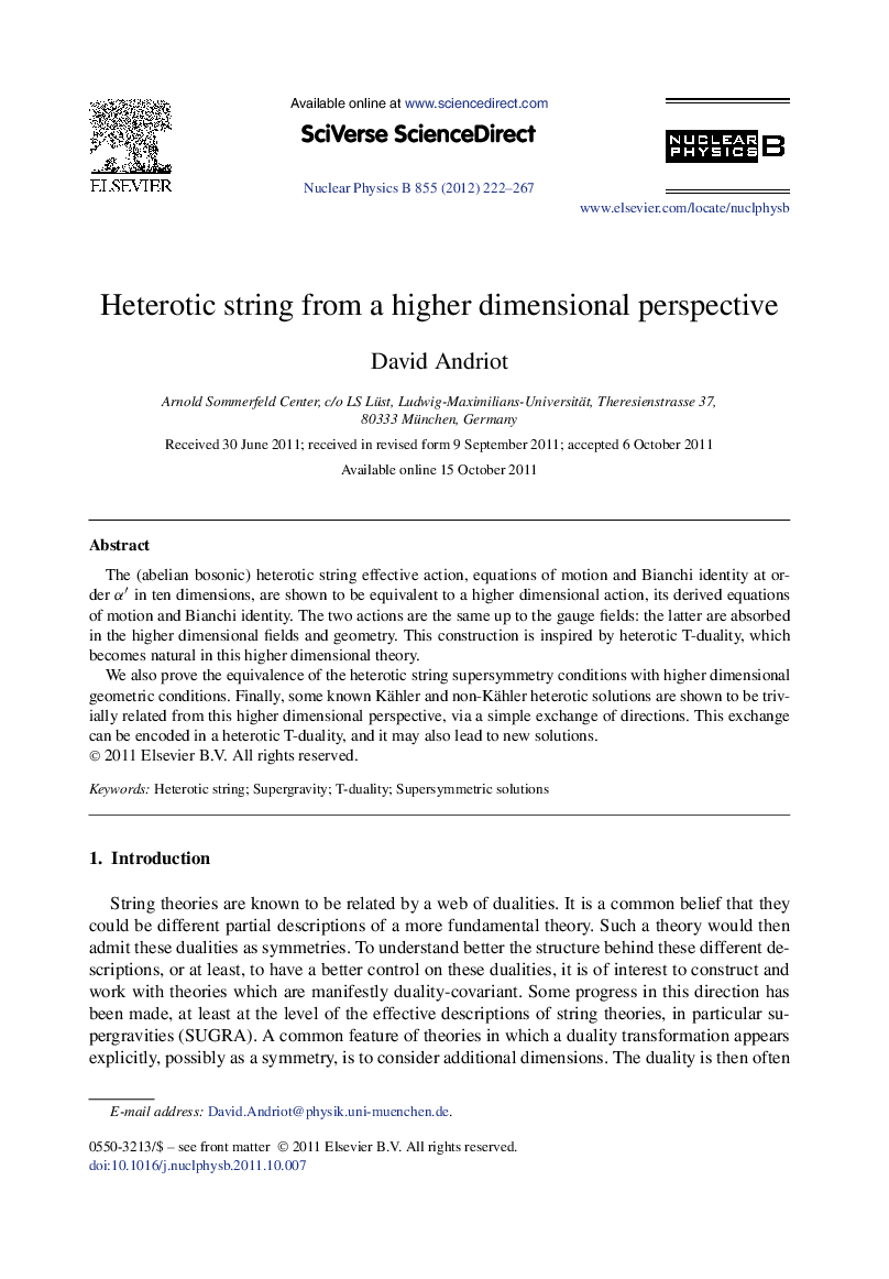 Heterotic string from a higher dimensional perspective