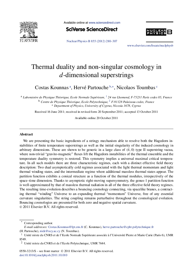 Thermal duality and non-singular cosmology in d-dimensional superstrings