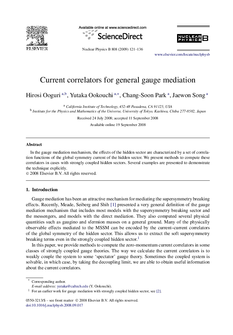 Current correlators for general gauge mediation