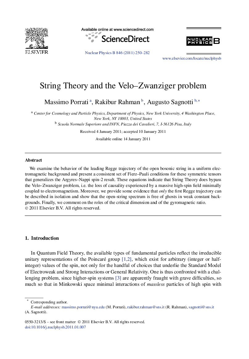 String Theory and the Velo-Zwanziger problem