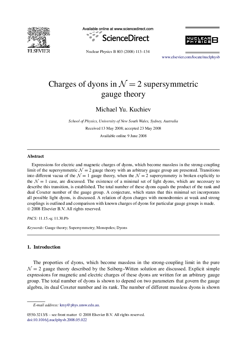 Charges of dyons in N=2 supersymmetric gauge theory