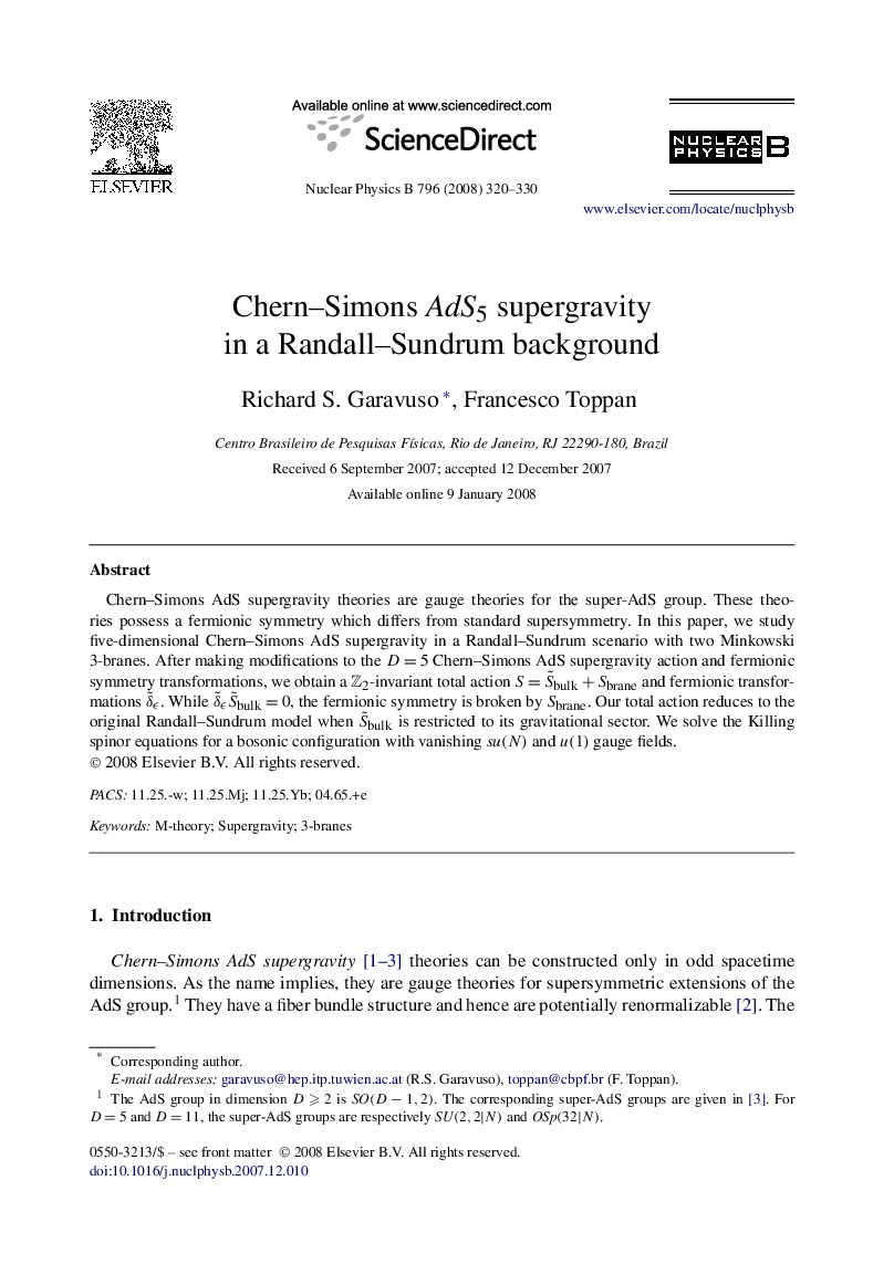 Chern-Simons AdS5 supergravity in a Randall-Sundrum background