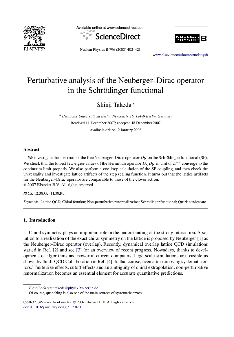 Perturbative analysis of the Neuberger-Dirac operator in the Schrödinger functional