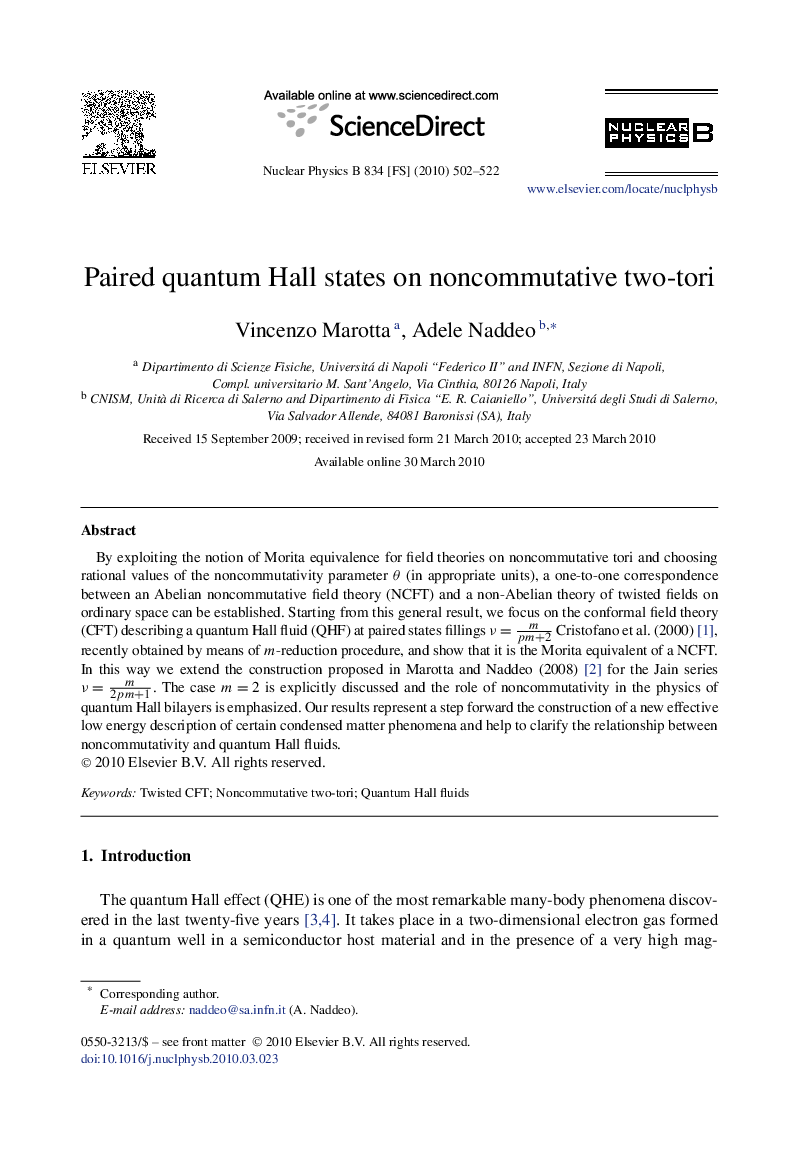 Paired quantum Hall states on noncommutative two-tori