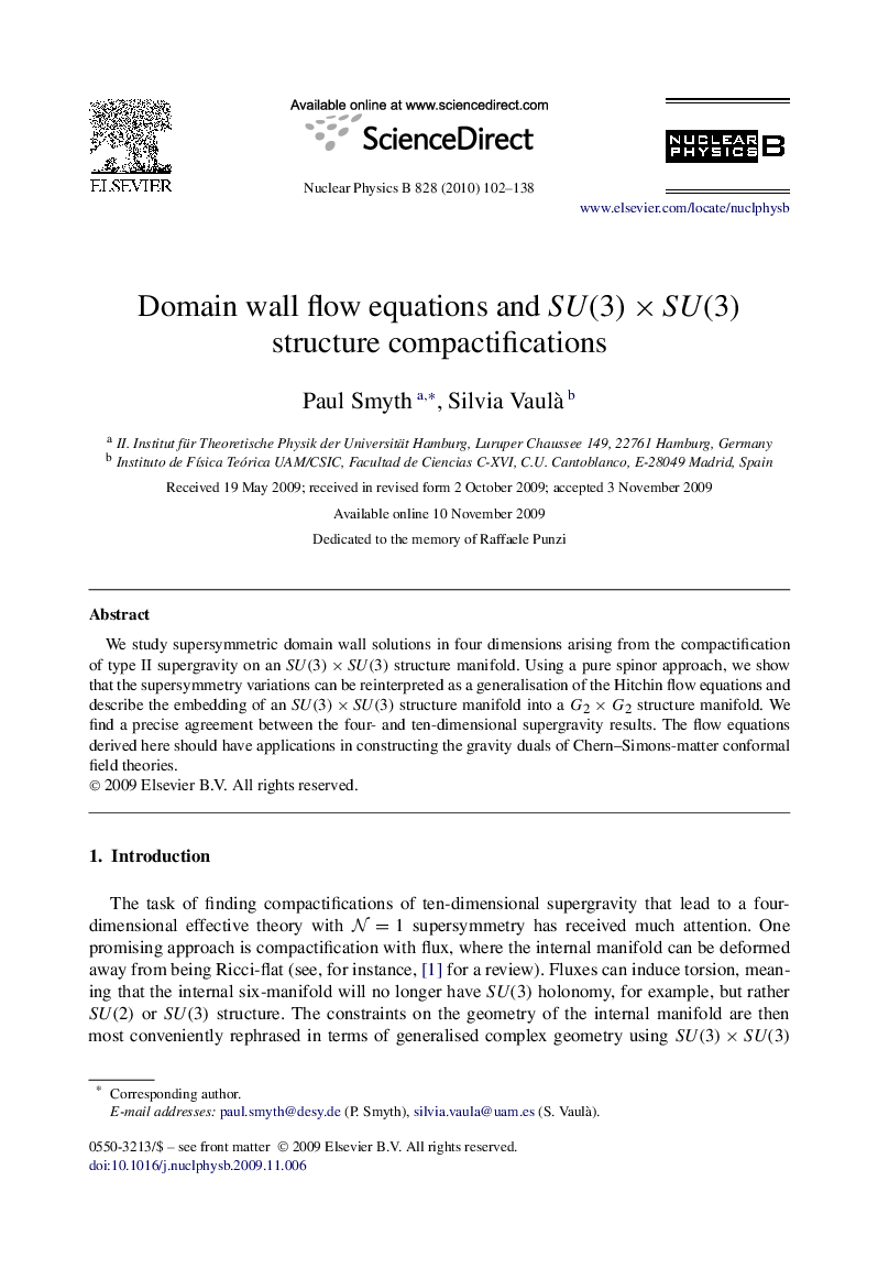 Domain wall flow equations and SU(3)ÃSU(3) structure compactifications