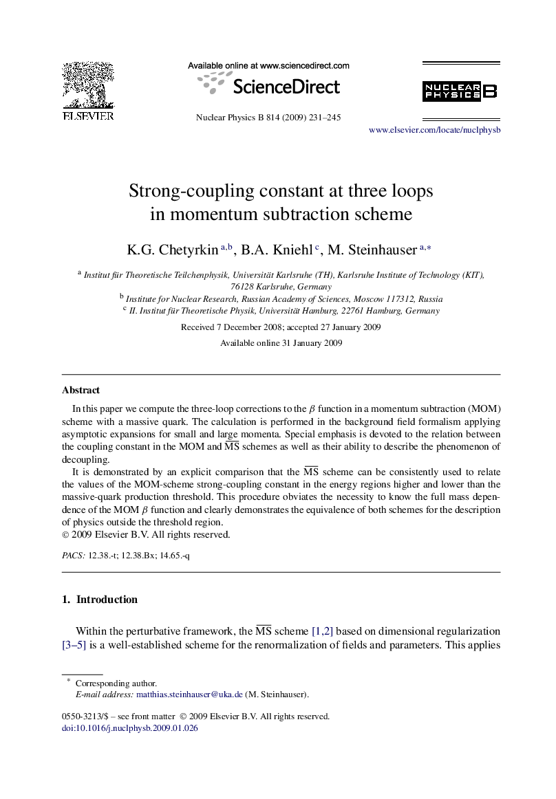 Strong-coupling constant at three loops in momentum subtraction scheme
