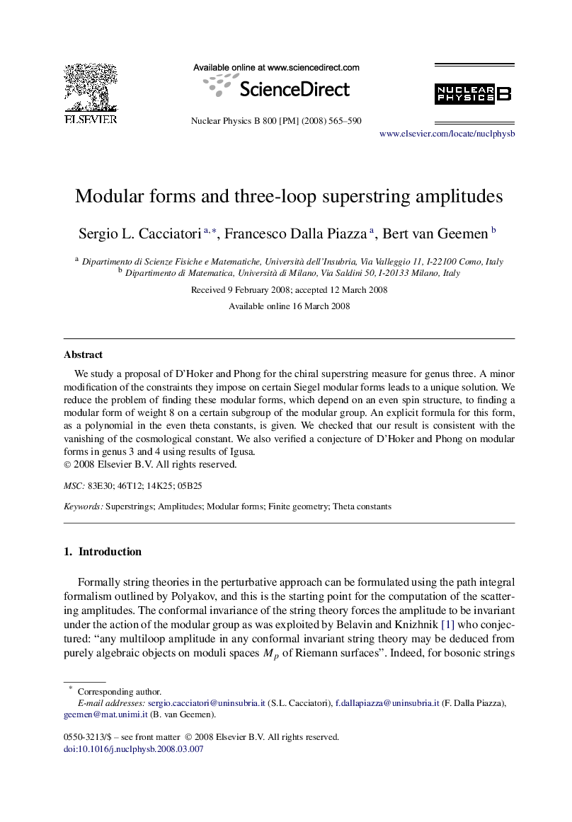 Modular forms and three-loop superstring amplitudes