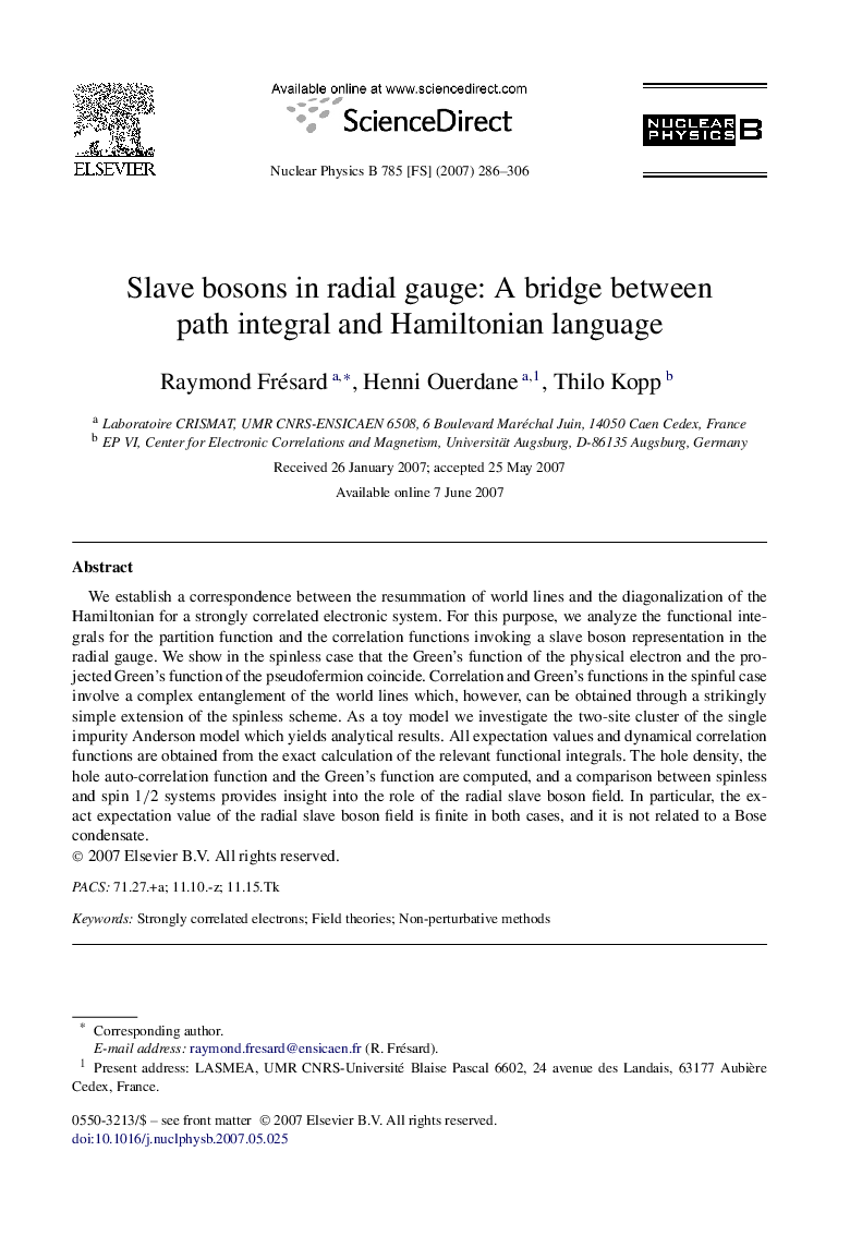 Slave bosons in radial gauge: A bridge between path integral and Hamiltonian language