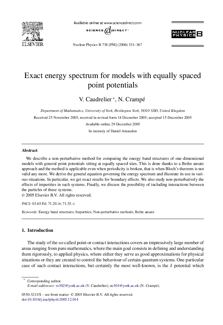 Exact energy spectrum for models with equally spaced point potentials