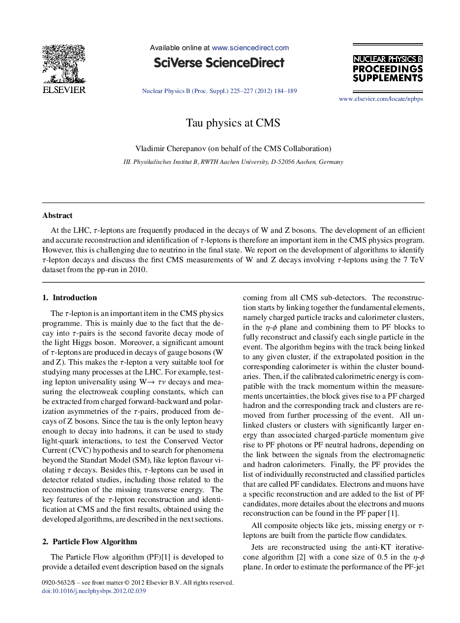 Tau physics at CMS