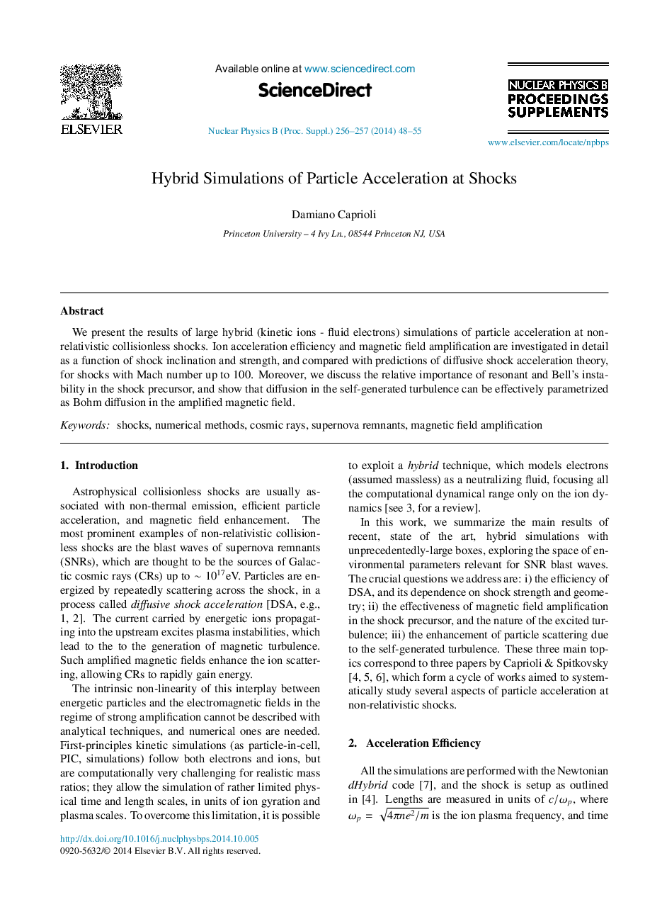 Hybrid Simulations of Particle Acceleration at Shocks