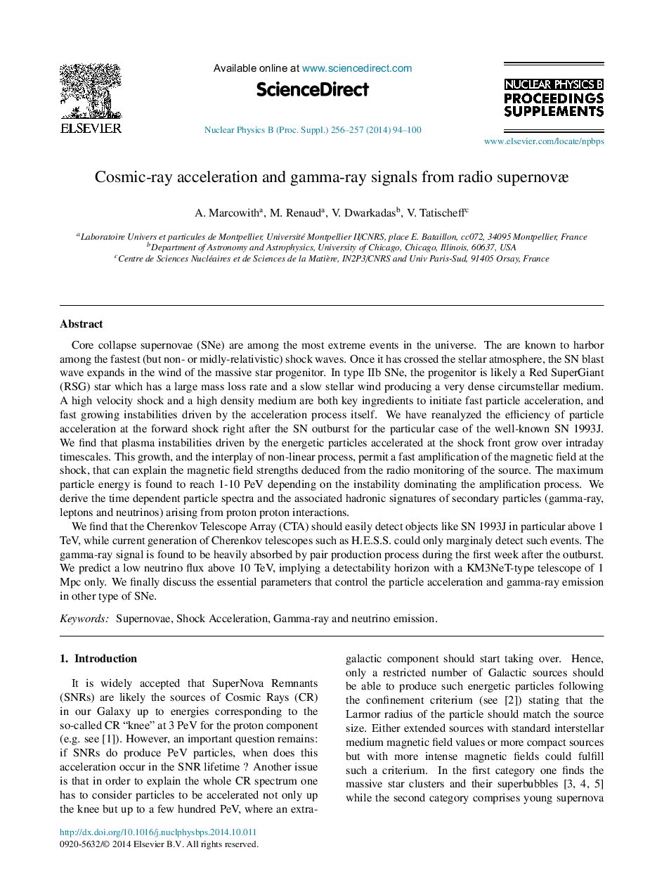 Cosmic-ray acceleration and gamma-ray signals from radio supernovæ