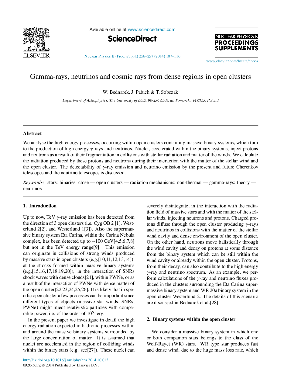 Gamma-rays, neutrinos and cosmic rays from dense regions in open clusters