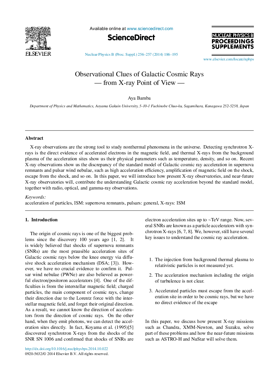 Observational Clues of Galactic Cosmic Rays – from X-ray Point of View