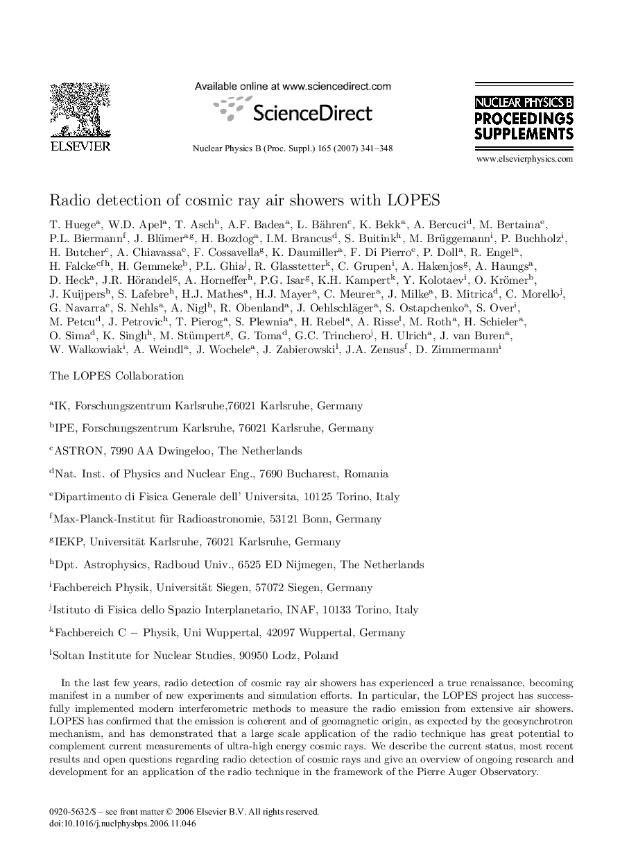 Radio detection of cosmic ray air showers with LOPES