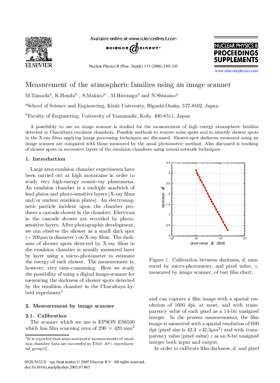 Measurement of the atmospheric families using an image scanner