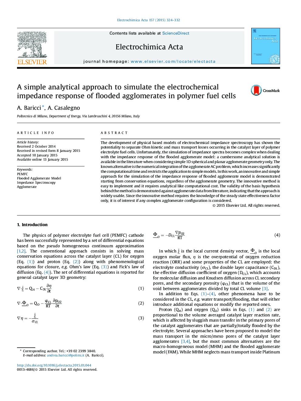 A simple analytical approach to simulate the electrochemical impedance response of flooded agglomerates in polymer fuel cells