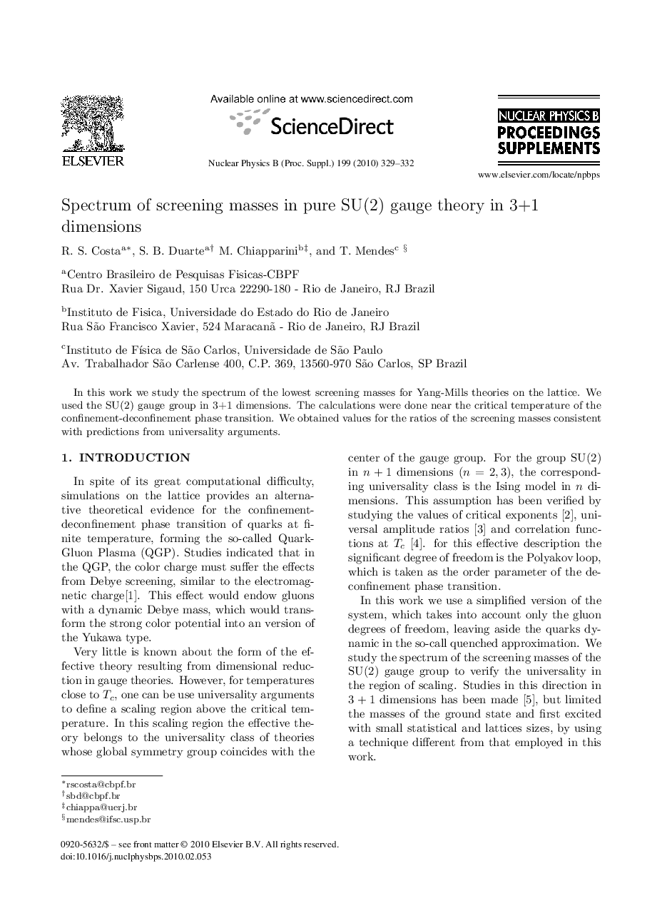 Spectrum of screening masses in pure SU(2) gauge theory in 3+1 dimensions