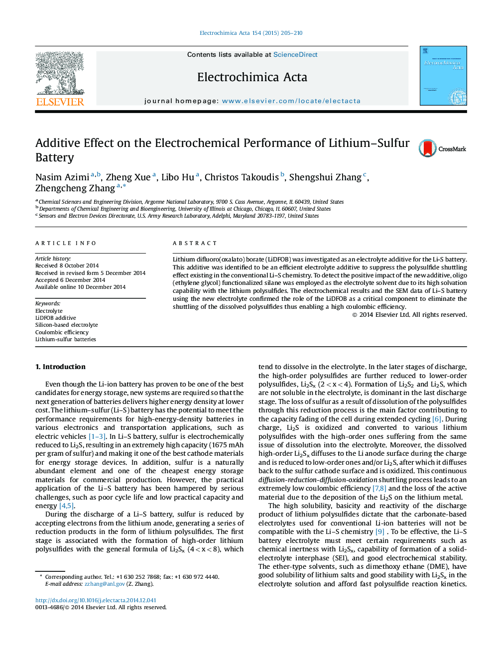 Additive Effect on the Electrochemical Performance of Lithium–Sulfur Battery