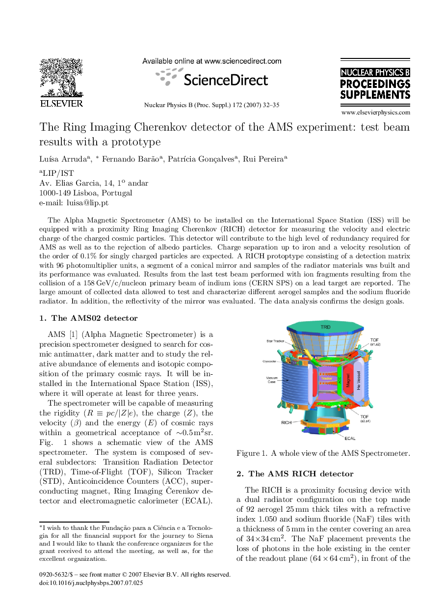 The Ring Imaging Cherenkov detector of the AMS experiment: test beam results with a prototype