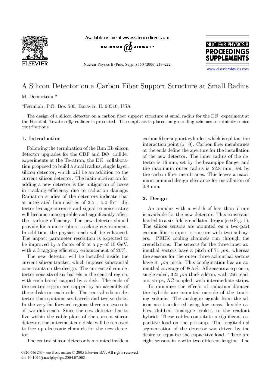 A Silicon Detector on a Carbon Fiber Support Structure at Small Radius