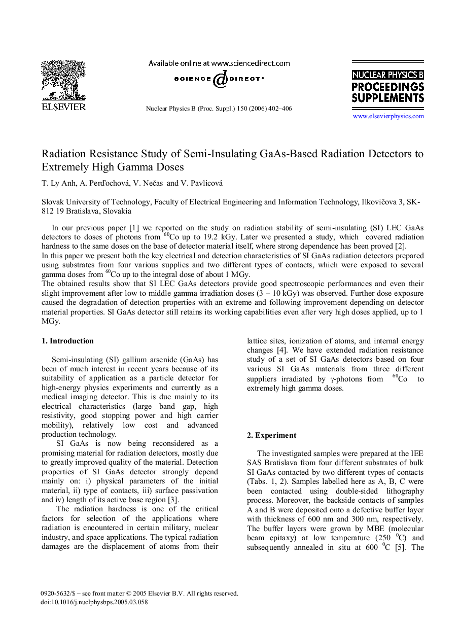 Radiation Resistance Study of Semi-Insulating GaAs-Based Radiation Detectors to Extremely High Gamma Doses