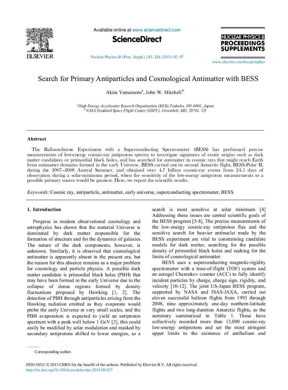 Search for Primary Antiparticles and Cosmological Antimatter with BESS