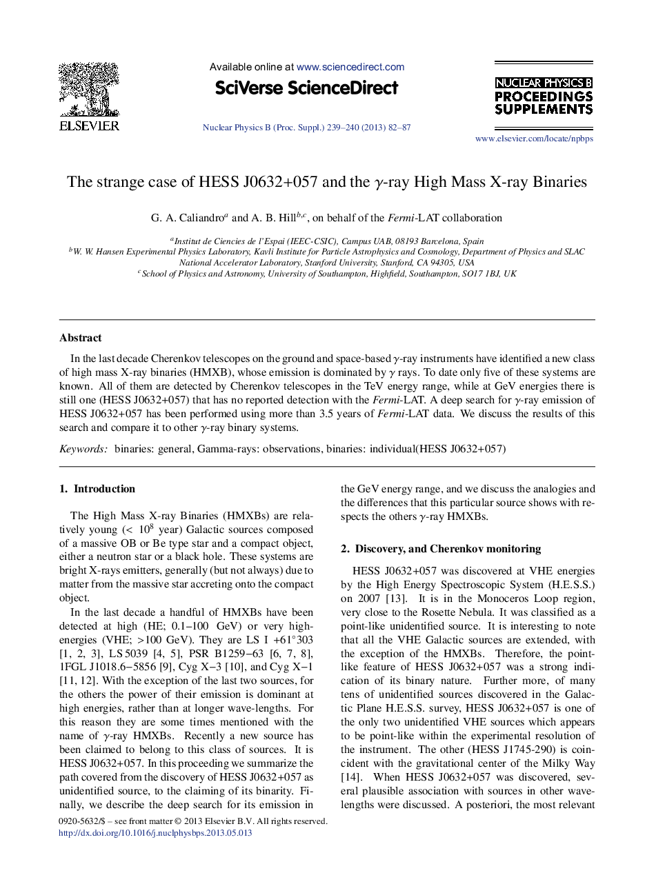 The strange case of HESS J0632+057 and the γ-ray High Mass X-ray Binaries