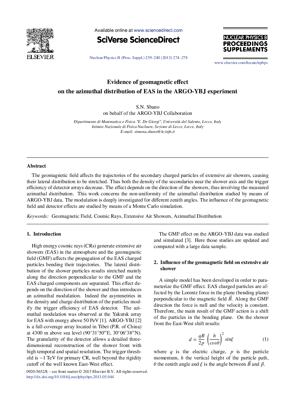 Evidence of geomagnetic effect on the azimuthal distribution of EAS in the ARGO-YBJ experiment