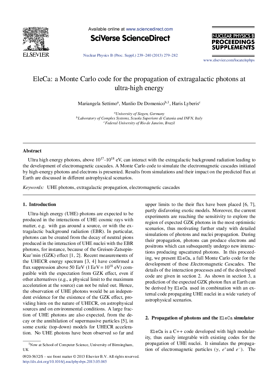 EleCa: A Monte Carlo code for the propagation of extragalactic photons at ultra-high energy