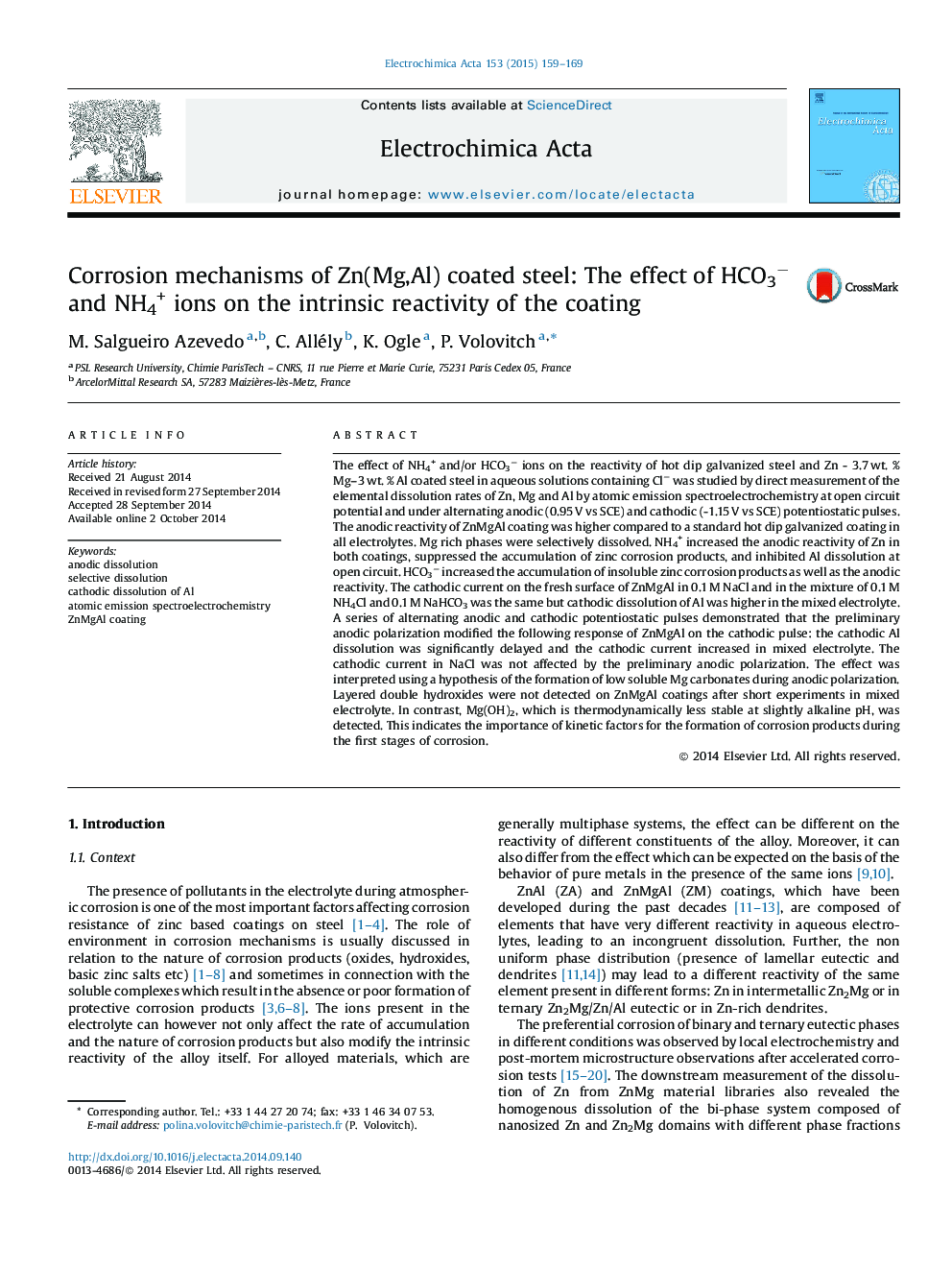 Corrosion mechanisms of Zn(Mg,Al) coated steel: The effect of HCO3− and NH4+ ions on the intrinsic reactivity of the coating