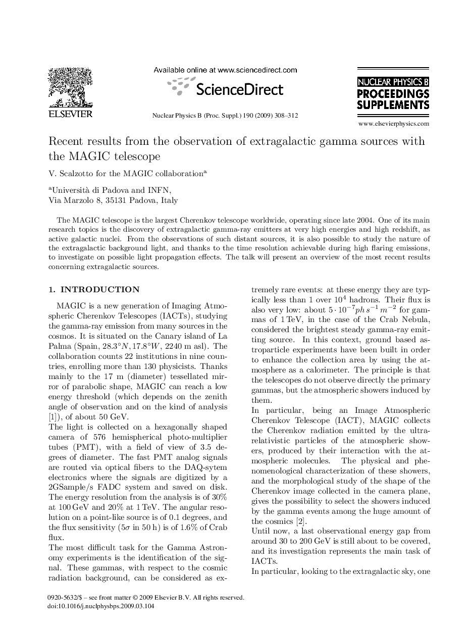 Recent results from the observation of extragalactic gamma sources with the MAGIC telescope