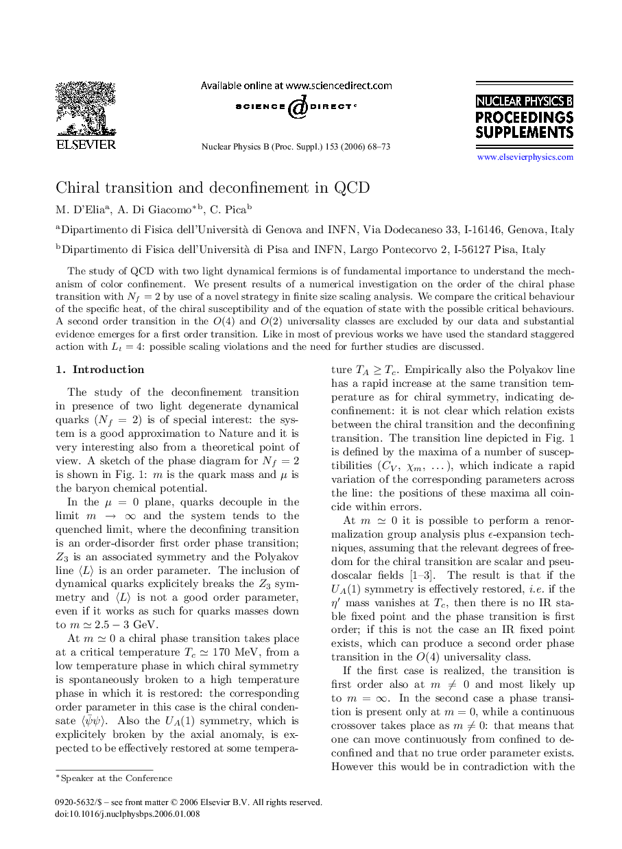 عکس صفحه اول مقاله: Chiral transition and deconfinement in QCD Chiral transition and deconfinement in QCD