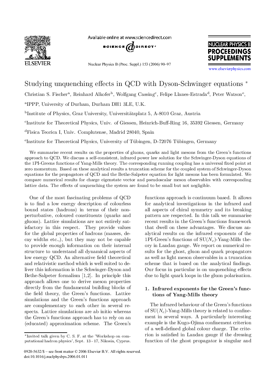 Studying unquenching effects in QCD with Dyson-Schwinger equations ⁎