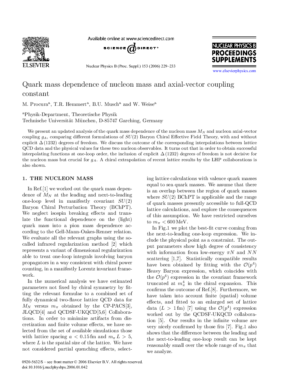 Quark mass dependence of nucleon mass and axial-vector coupling constant