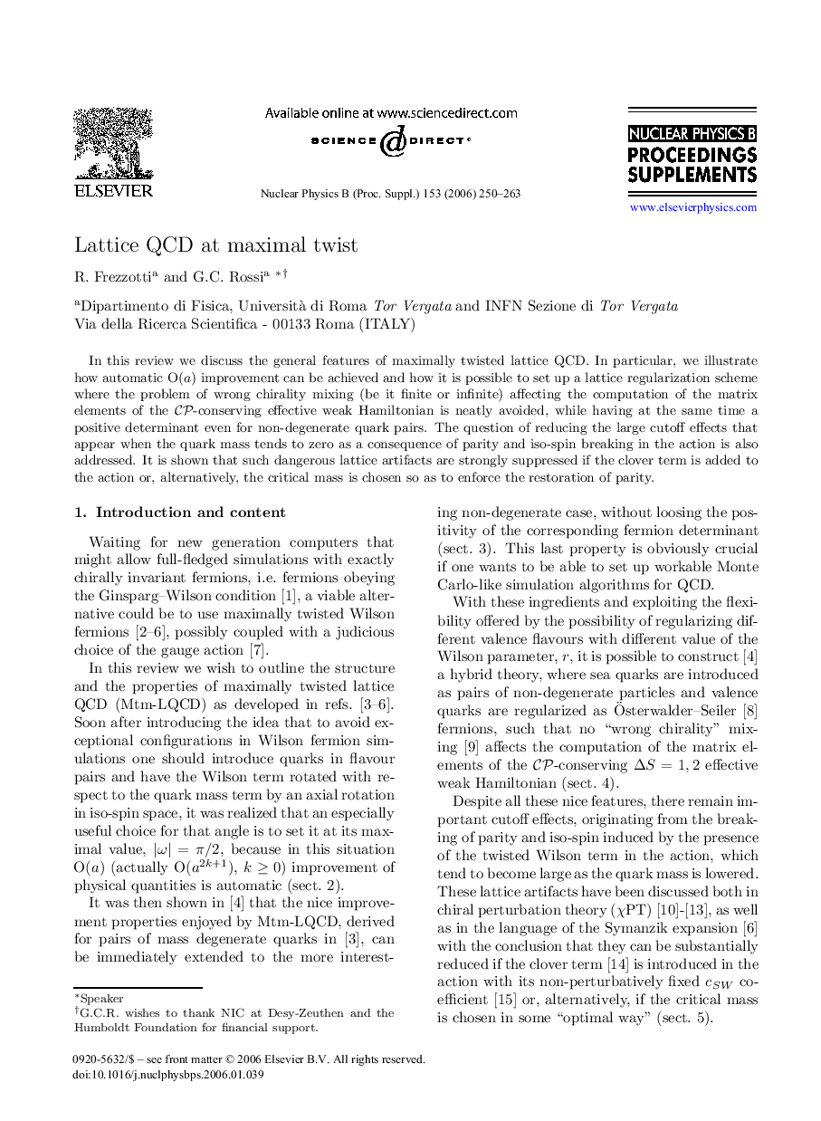 عکس صفحه اول مقاله: Lattice QCD at maximal twist Lattice QCD at maximal twist