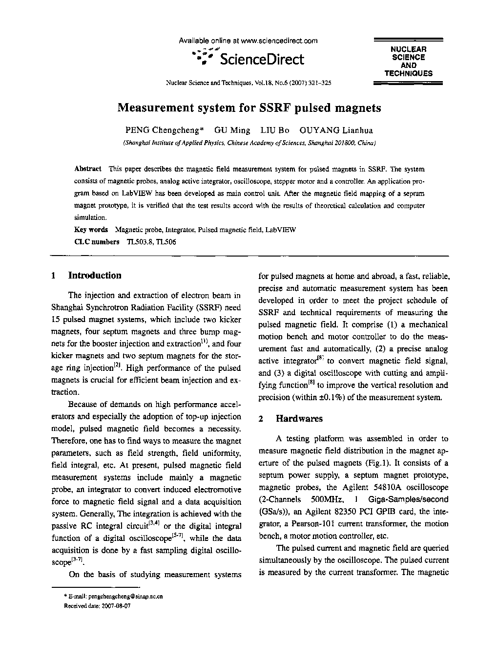 Measurement system for SSRF pulsed magnets